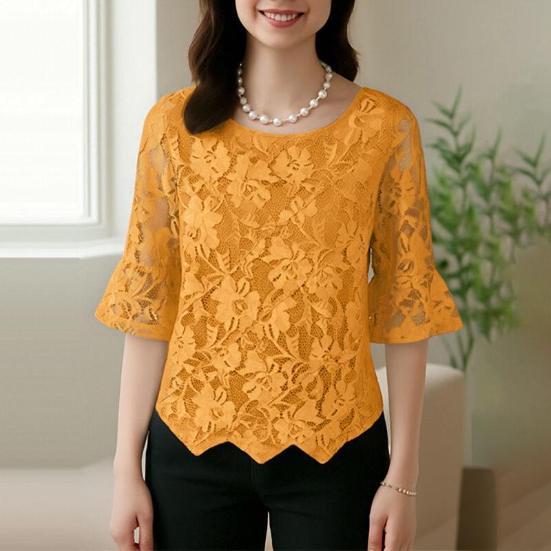 ZANZEA Женская повседневная блузка с круглым вырезом, рукавом до локтя, пэчворком и кружевом жёлтый
ZANZEA Женская повседневная блузка с круглым вырезом, рукавом до локтя, пэчворком и кружевом жёлтый