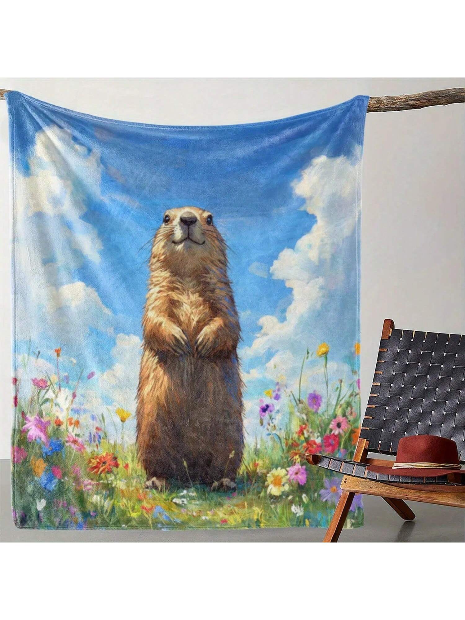 1pc Cozy Blanket With Cute Groundhog Print - Warm, Soft Polyester Fabric, Ideal For Sofa, Bed, Car, Office, Camping 75X95CM серый
1pc Cozy Blanket With Cute Groundhog Print - Warm, Soft Polyester Fabric, Ideal For Sofa, Bed, Car, Office, Camping 75X95CM серый