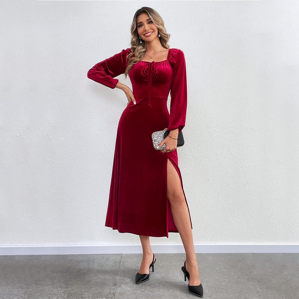 2024 European & American Women s Sexy Slit Velvet Dress with Square Neck & Puff Long Sleeves XL
2024 European & American Women s Sexy Slit Velvet Dress with Square Neck & Puff Long Sleeves XL