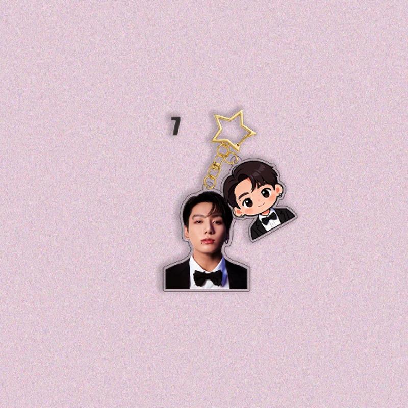 BTS Formal Suit Double Charm Keychain, Bangtan Boys Real Photo + Cartoon Figure Keyring with Gold Star Clasp, Kpop Idol Bag Pendant for ARMY Fans JUNGKOOK
BTS Formal Suit Double Charm Keychain, Bangtan Boys Real Photo + Cartoon Figure Keyring with Gold Star Clasp, Kpop Idol Bag Pendant for ARMY Fans JUNGKOOK