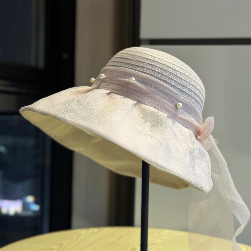 New French-style Hepburn-inspired pearl fisherman hat for women, with fairy-like charm, bow tie, and ribbon, suitable for sun protection and casual Adult54-60Adjustable рожевий
New French-style Hepburn-inspired pearl fisherman hat for women, with fairy-like charm, bow tie, and ribbon, suitable for sun protection and casual Adult54-60Adjustable рожевий