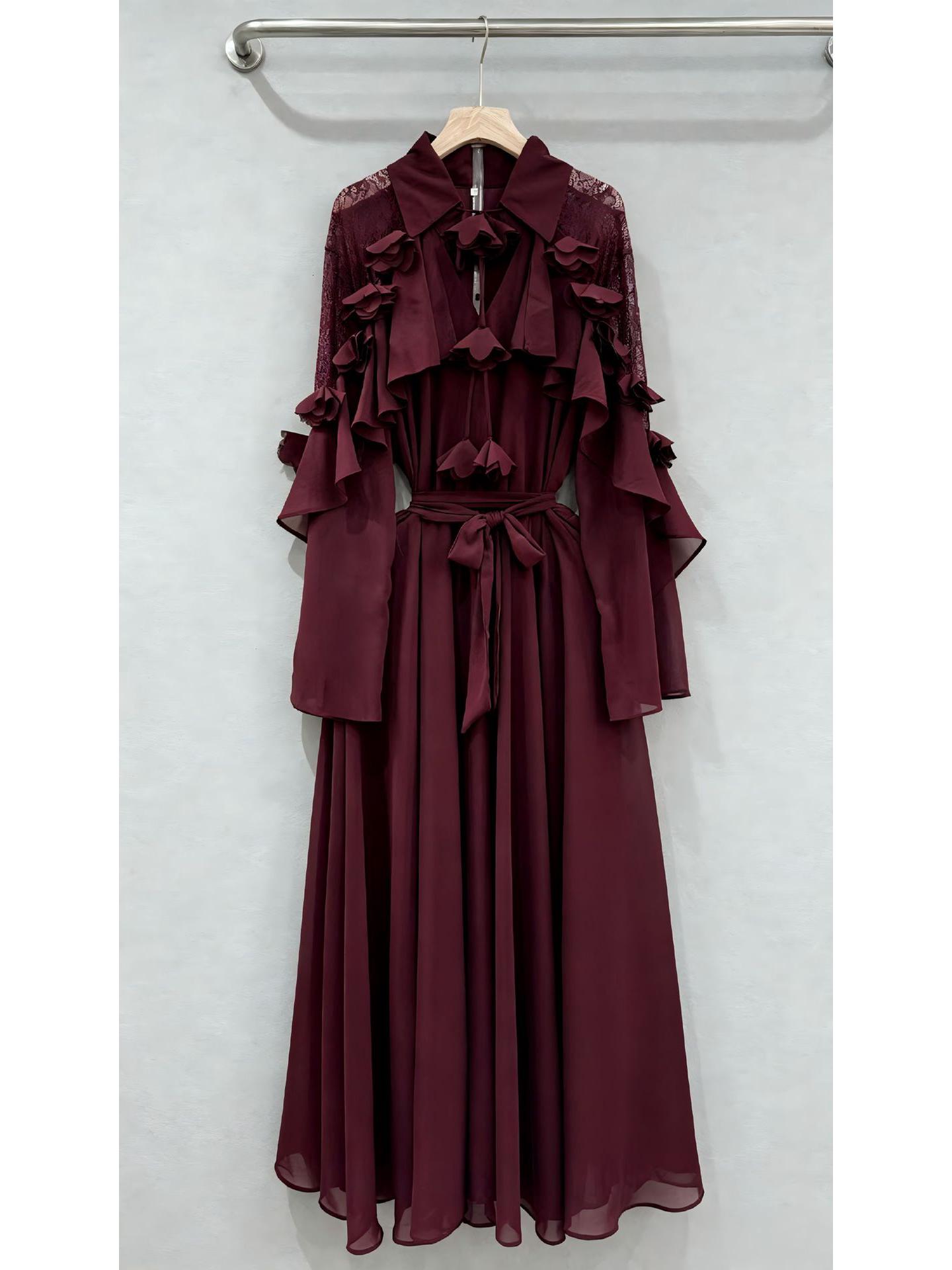 European Women s Layered Pleated Ruffle Dress with Lace-Up Design M вина червоного кольору
European Women s Layered Pleated Ruffle Dress with Lace-Up Design M вина червоного кольору