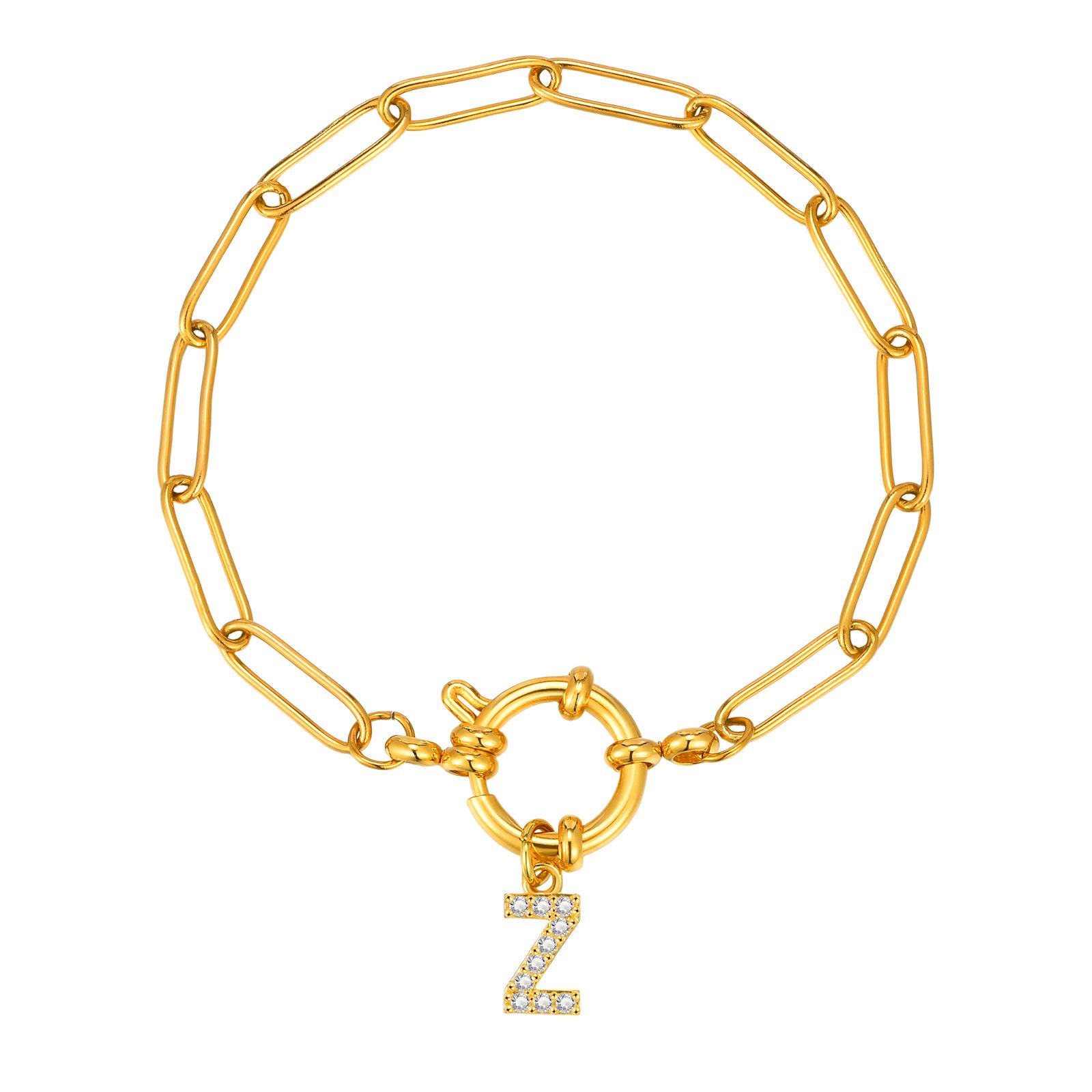 Stainless Steel 18K Gold Fashion Small Square Chain Bubble Buckle Copper Material 26 Letter Bracelet Br-2167
Stainless Steel 18K Gold Fashion Small Square Chain Bubble Buckle Copper Material 26 Letter Bracelet Br-2167