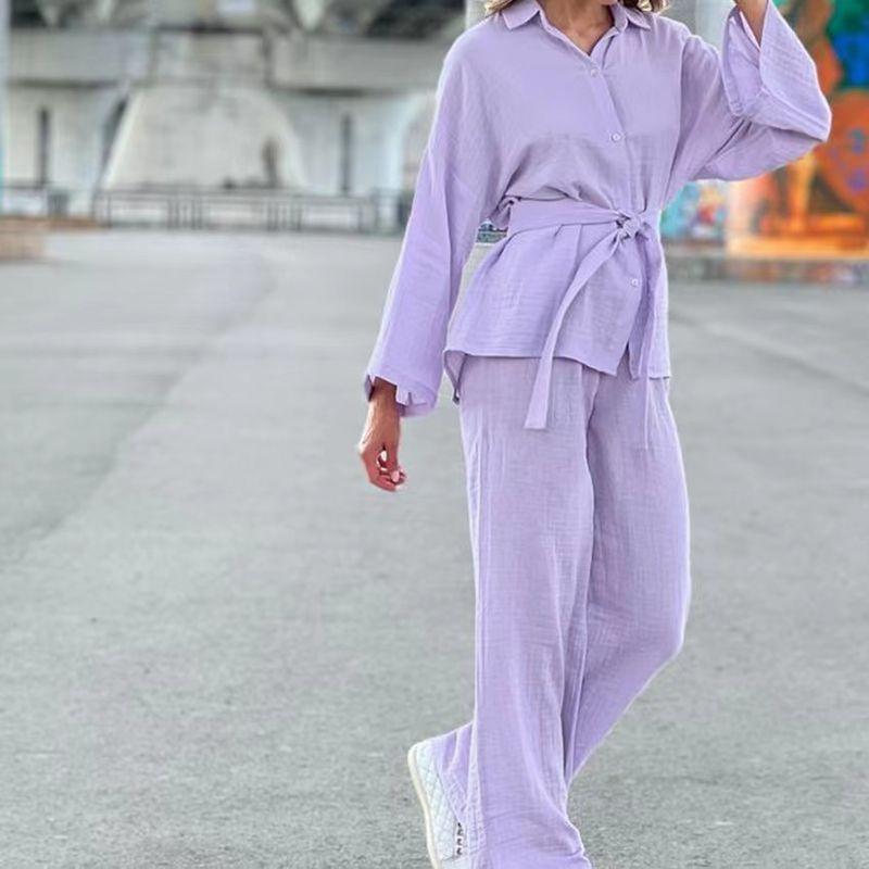 Fashion Long Sleeves Shirt Pants Loose Fashion Suit Moisture-Wicking Clothing Belt Shirt Long Pants Set Purple S
Fashion Long Sleeves Shirt Pants Loose Fashion Suit Moisture-Wicking Clothing Belt Shirt Long Pants Set Purple S