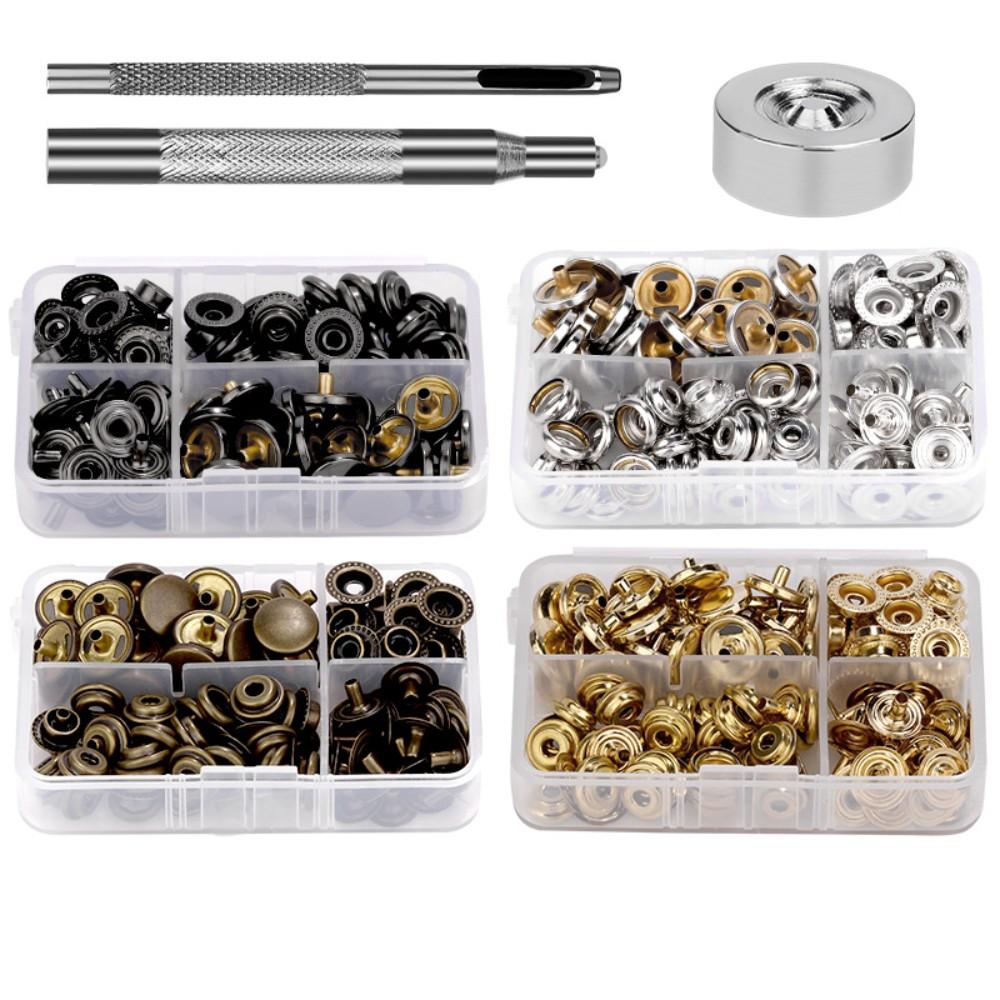 15mm 120Set Leather Snaps Metal Button Snaps Set Press Studs Leather Snaps Fasteners Kit with 4 Installation Tools
15mm 120Set Leather Snaps Metal Button Snaps Set Press Studs Leather Snaps Fasteners Kit with 4 Installation Tools