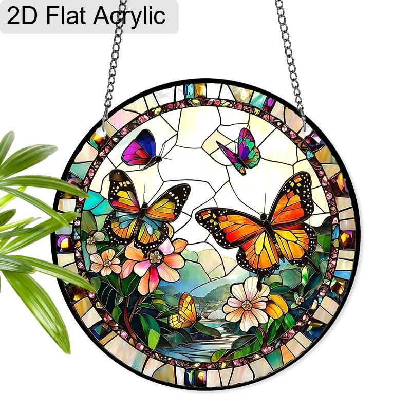Acrylic Colorful Butterflies and Flowers Suncatcher, Stained Glass Style Window Hanging Ornament for Nature and Garden Lovers 20cm/7.87Inch
Acrylic Colorful Butterflies and Flowers Suncatcher, Stained Glass Style Window Hanging Ornament for Nature and Garden Lovers 20cm/7.87Inch