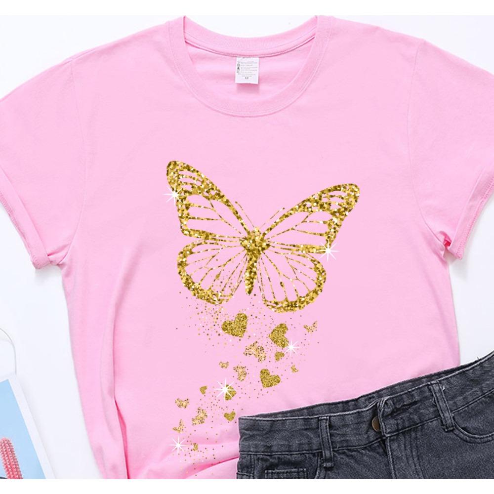 Golden Butterfly Print Women T Shirt Short Sleeve O Neck Women Tshirt S
Golden Butterfly Print Women T Shirt Short Sleeve O Neck Women Tshirt S