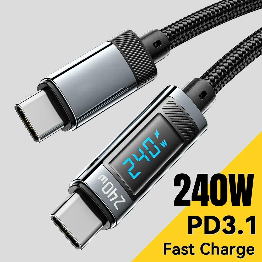 240 Вт USB Type C - USB C кабель 100 Вт PD 3.1 быстрая зарядка провод для Macbook Pro для Xiaomi для Samsung ноутбуков Andrio телефонов 1M чёрный
240 Вт USB Type C - USB C кабель 100 Вт PD 3.1 быстрая зарядка провод для Macbook Pro для Xiaomi для Samsung ноутбуков Andrio телефонов 1M чёрный