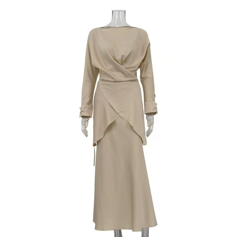 Fashion Wind Asymmetrical Cross Shoelace Tops Skirt Suit Lace up Top and Skirt Set Khaki M
Fashion Wind Asymmetrical Cross Shoelace Tops Skirt Suit Lace up Top and Skirt Set Khaki M