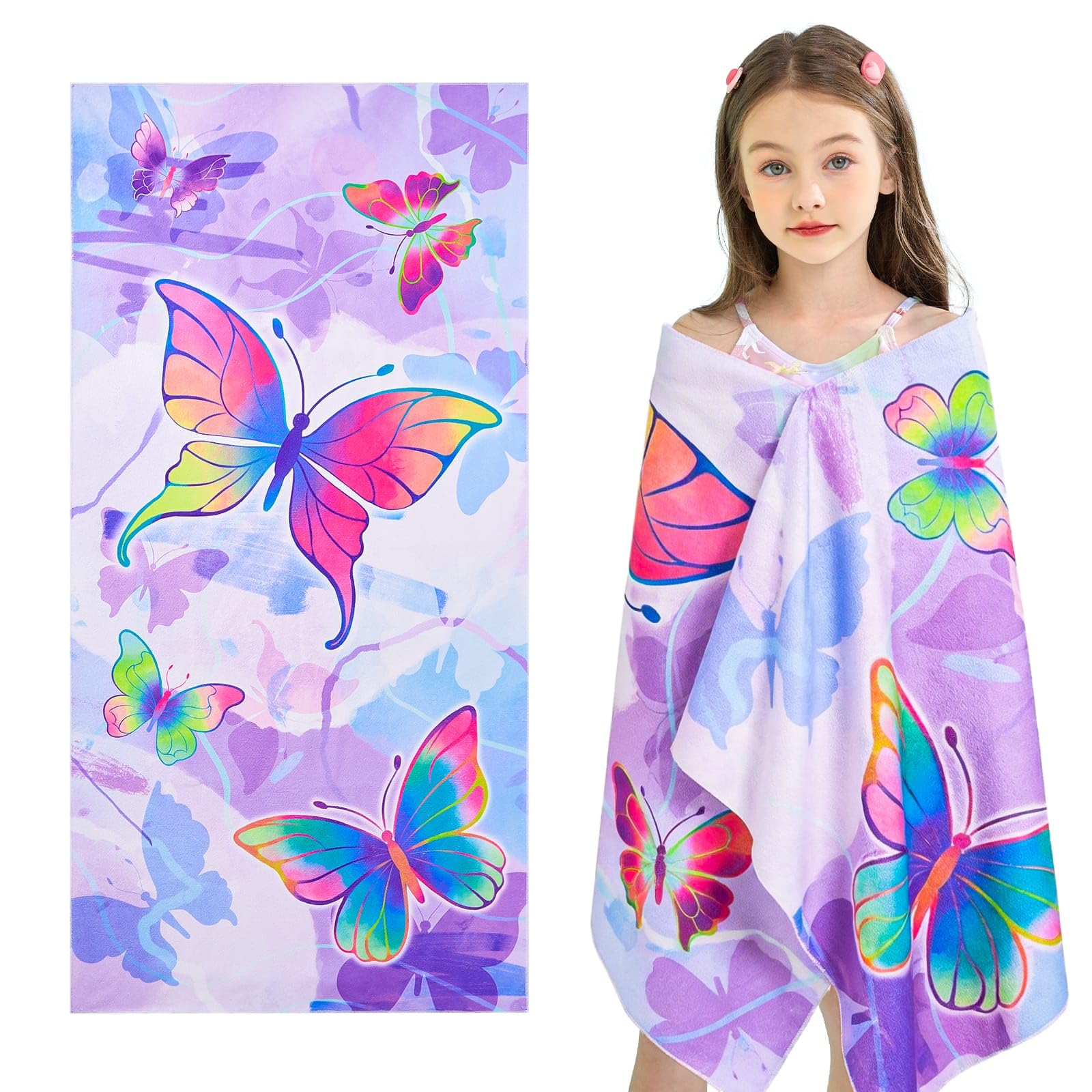 Oversized Rainbow Butterfly Beach Towel for Kids Quick Dry Microfiber Lightweight Pool Travel Towel for Girls W40*H60(CM)
Oversized Rainbow Butterfly Beach Towel for Kids Quick Dry Microfiber Lightweight Pool Travel Towel for Girls W40*H60(CM)