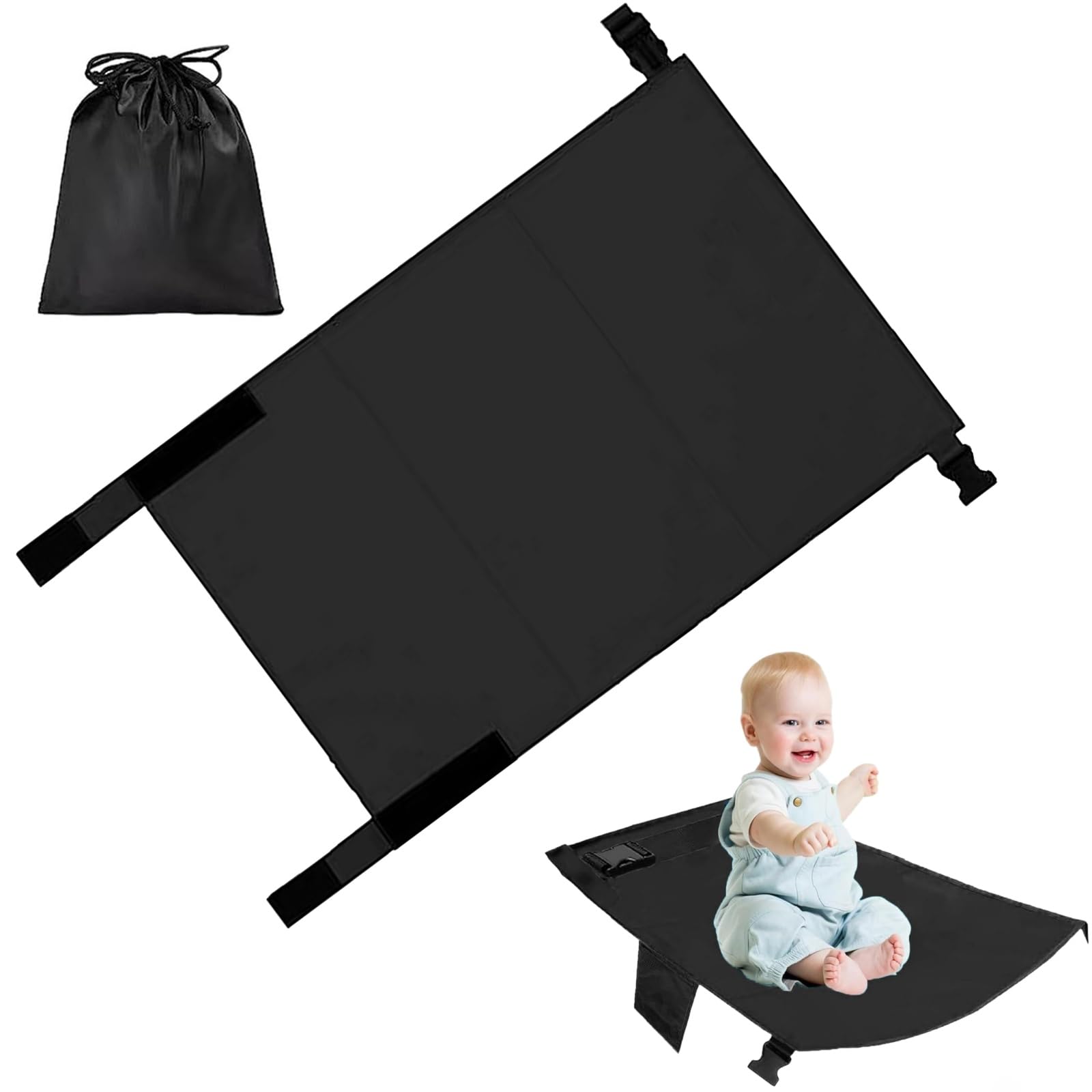 YSkrep Премиум Удлинитель для полета для малышей Складной с хранением Подставка для ног для детей Сиденье для полета Моющийся удлинитель-мат Дорожная кровать Кровать-сиденье для самолета для малышей чёрный