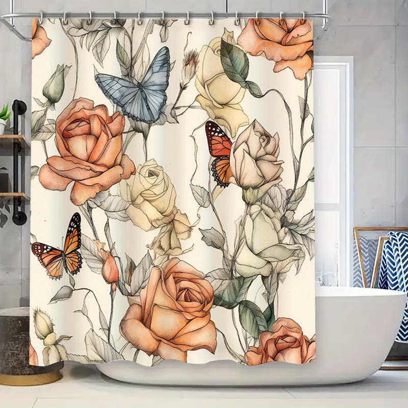 Delightful Floral Shower Curtain with Butterflies Perfect for Bathroom Decorations 90x180cm
Delightful Floral Shower Curtain with Butterflies Perfect for Bathroom Decorations 90x180cm