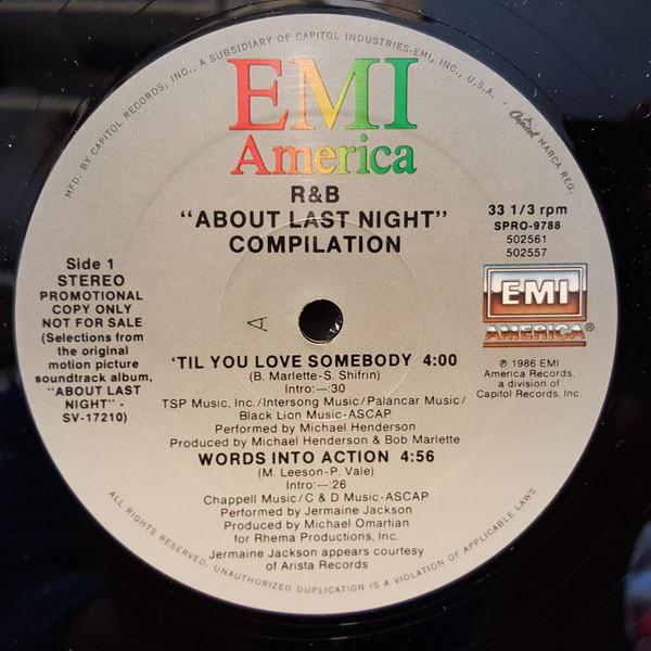 12inch Record VARIOUS About Last Night Compilation SPRO9788PROMO EMI America 1986 US Rock Used
12inch Record VARIOUS About Last Night Compilation SPRO9788PROMO EMI America 1986 US Rock Used