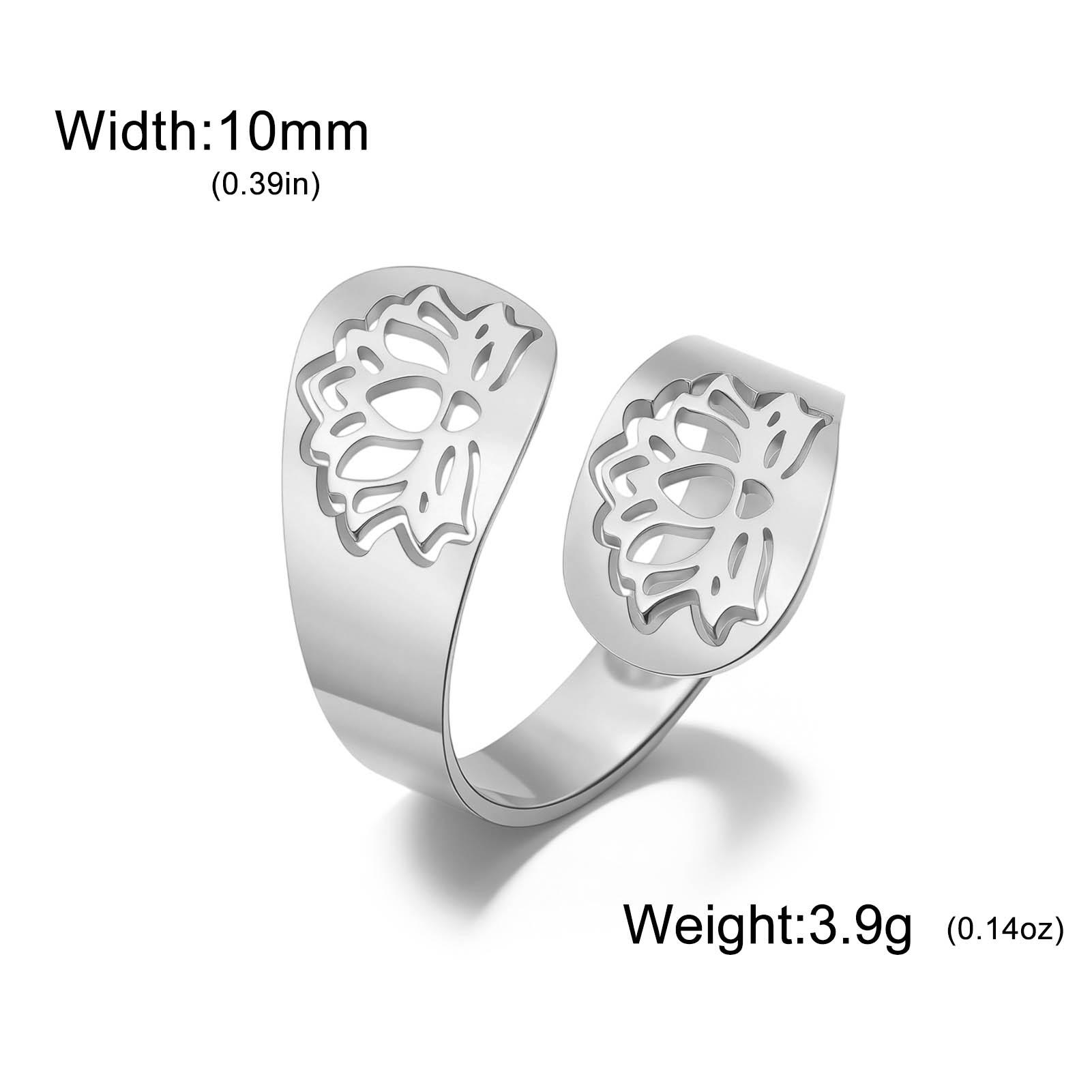 LIKGREAT Stainless Steel 10mm Wide Double Lotus Open Ring Vintage Charm Jewelry Bohemian Gift Ring Adjustable Finger Ring resizable
LIKGREAT Stainless Steel 10mm Wide Double Lotus Open Ring Vintage Charm Jewelry Bohemian Gift Ring Adjustable Finger Ring resizable