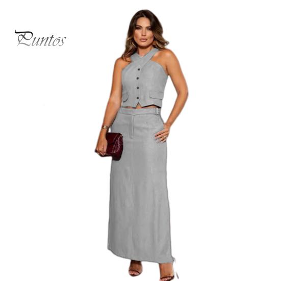 2 шт./компл., женский жилет с юбкой, комплект с перекрестной шее, без рукавов, с открытой спиной, однобортный топ с высокой талией и боковым разрезом, макси-юбка, комплект одежды для вечеринок L
2 шт./компл., женский жилет с юбкой, комплект с перекрестной шее, без рукавов, с открытой спиной, однобортный топ с высокой талией и боковым разрезом, макси-юбка, комплект одежды для вечеринок L