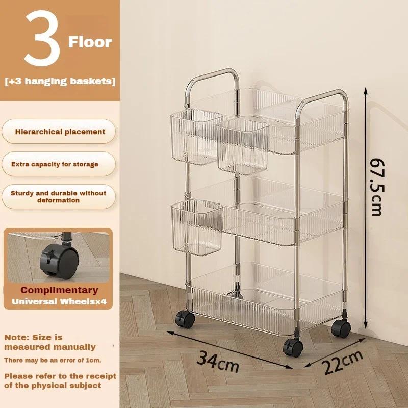 3/4 Tie Trolley Storage Shelf Acrylic Storage Organizer Shelf with Hanging Basket Organizer Kitchen Bathroom Home Organizer
3/4 Tie Trolley Storage Shelf Acrylic Storage Organizer Shelf with Hanging Basket Organizer Kitchen Bathroom Home Organizer