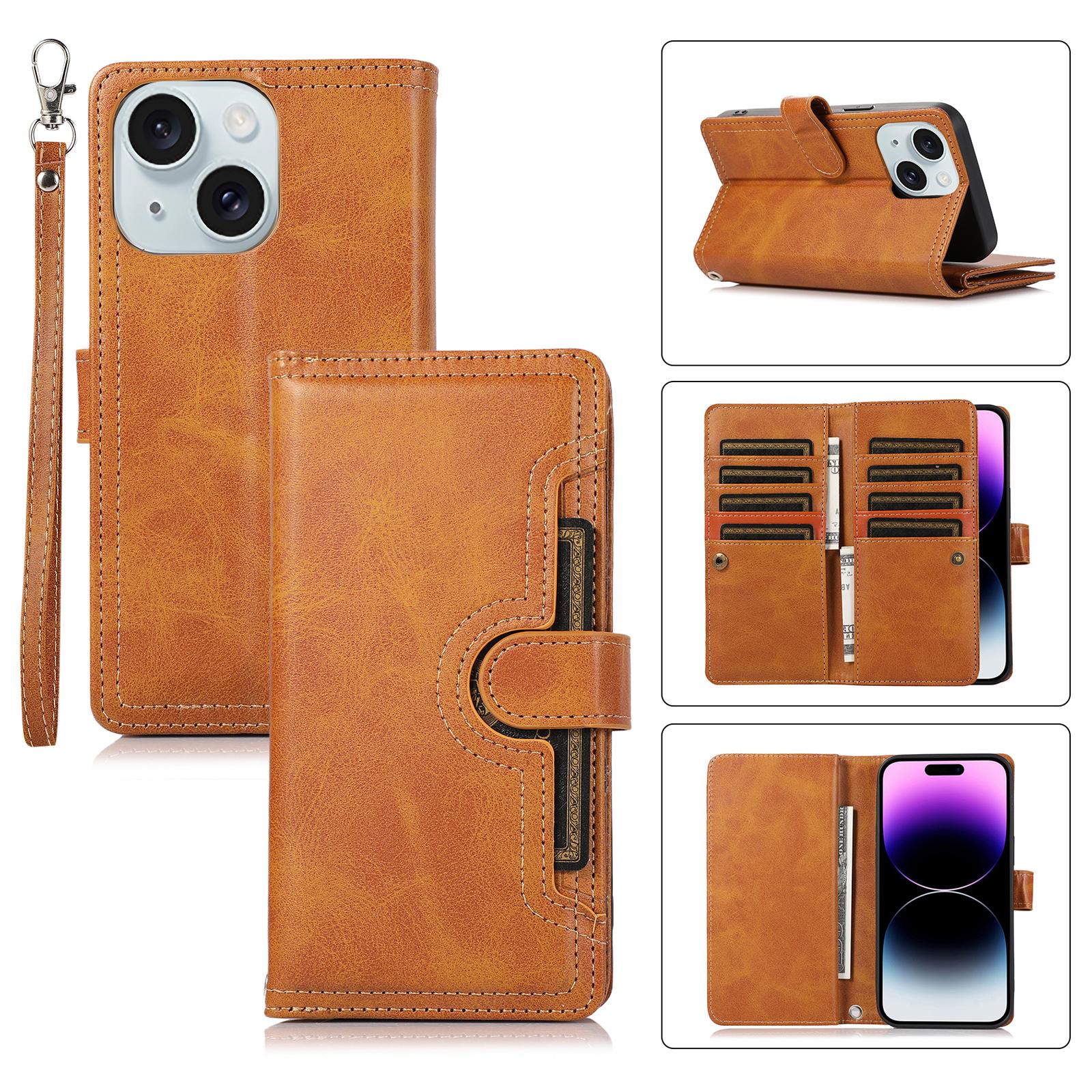 Для iPhone 15 Кожаный кошелек-чехол для телефона-подставка Множество слотов для карт Ремешок на запястье Магнитная застежка Чехол Brown
Для iPhone 15 Кожаный кошелек-чехол для телефона-подставка Множество слотов для карт Ремешок на запястье Магнитная застежка Чехол Brown