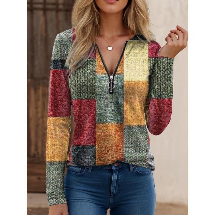 Fashion Autumn Women s Loose V-Neck Zip Pullover Blouse Casual Printed Long Sleeve Top S
Fashion Autumn Women s Loose V-Neck Zip Pullover Blouse Casual Printed Long Sleeve Top S