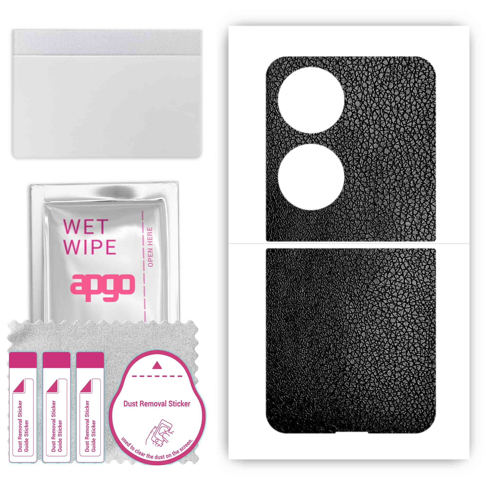 apgo Protective Skin Sticker for the back compatible with Huawei P50 Pocket, Wrap Film, Foil, Vinyl - Pattern Black Leather
apgo Protective Skin Sticker for the back compatible with Huawei P50 Pocket, Wrap Film, Foil, Vinyl - Pattern Black Leather