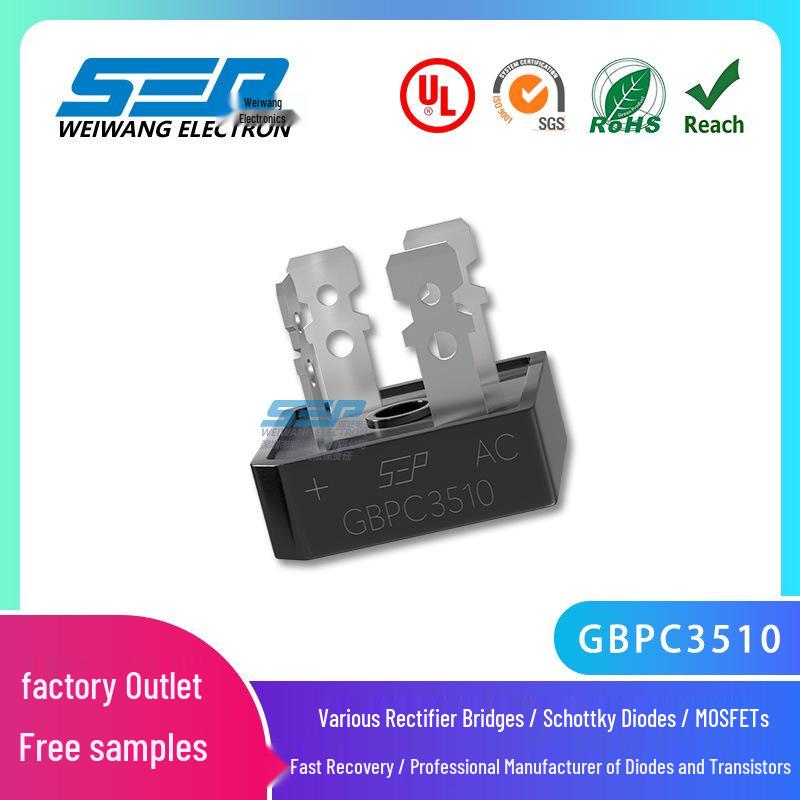 SEP GBPC3510 35A/1000V Single-Phase Rectifier Bridge Square.
SEP GBPC3510 35A/1000V Single-Phase Rectifier Bridge Square.