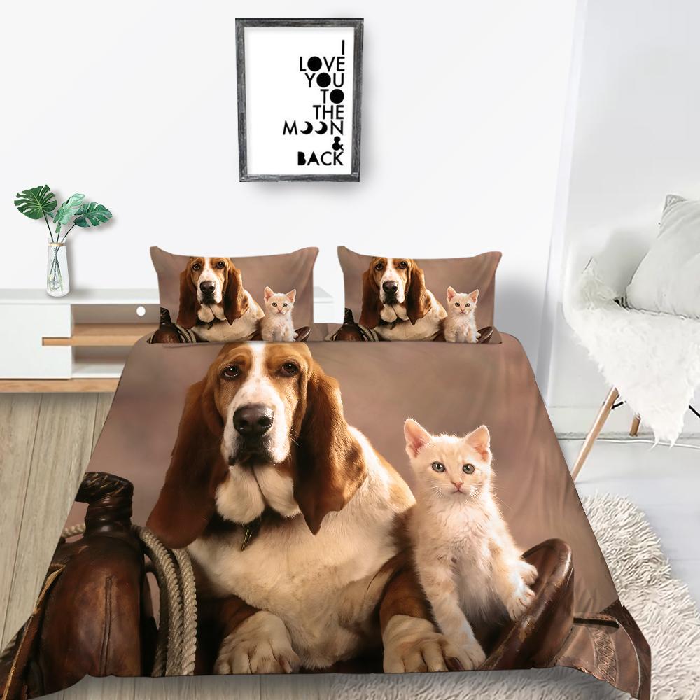 Комплект постельного белья, пододеяльник с принтом домашних животных, высококачественный пододеяльник, костюм, постельное белье из полиэстера, одинарный размер, постельное белье для собак, пододеяльник AU Double 180x210cm
