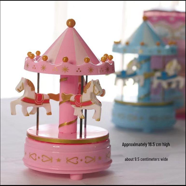 Spring Carousel Music Box Cake Topper: Blue & Pink Wooden Horse Ornament Souvenir
Spring Carousel Music Box Cake Topper: Blue & Pink Wooden Horse Ornament Souvenir