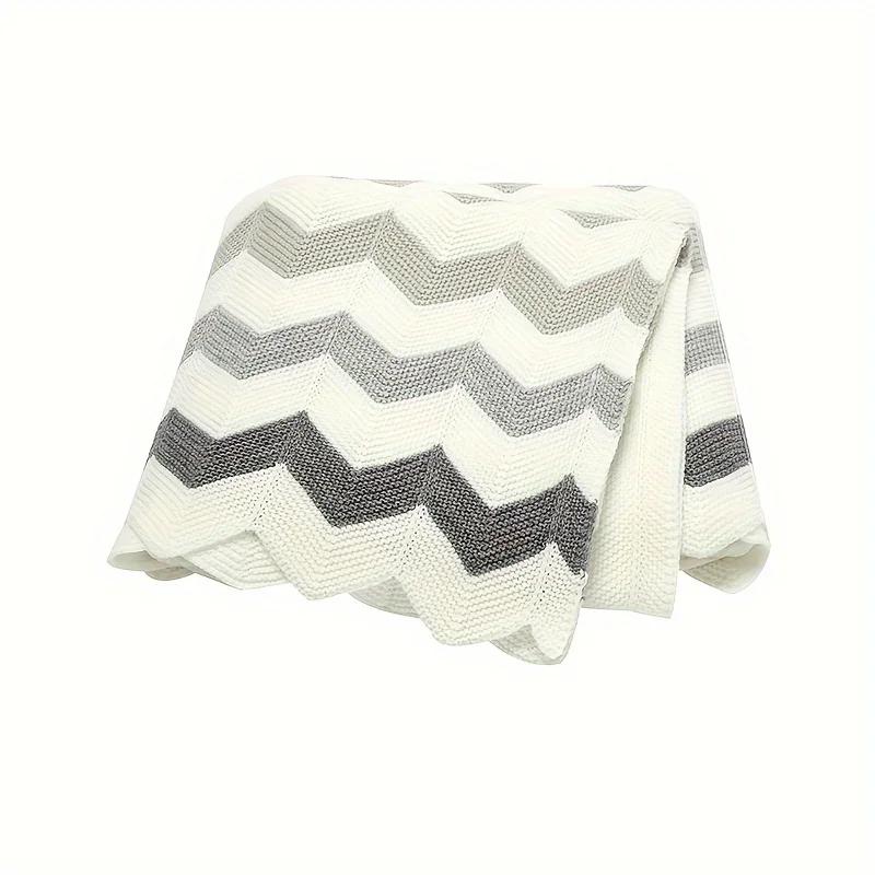 Multi Use Infant Cover Blanket Striped Wave Knitted Color Block Soft Cozy Baby Nursery Stroller Supply Suitable For All Seasons сірий колір
Multi Use Infant Cover Blanket Striped Wave Knitted Color Block Soft Cozy Baby Nursery Stroller Supply Suitable For All Seasons сірий колір