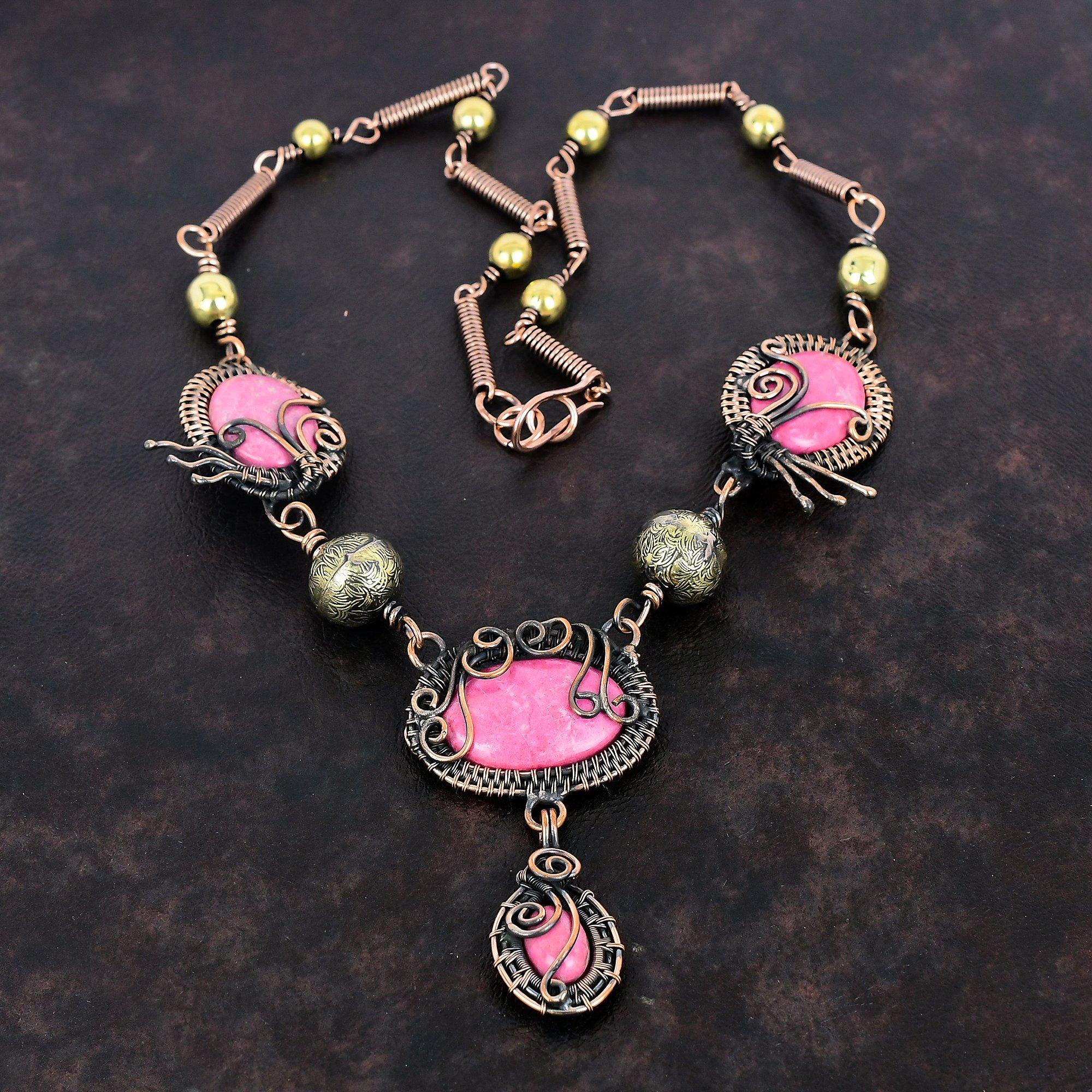 Thulite Gemstone Necklace Copper Wire Wrapped Necklace Handmade Copper Jewelry Adjustable Chain Necklace Wire Wrapped Jewelry Gift For Women Adjustable
Thulite Gemstone Necklace Copper Wire Wrapped Necklace Handmade Copper Jewelry Adjustable Chain Necklace Wire Wrapped Jewelry Gift For Women Adjustable