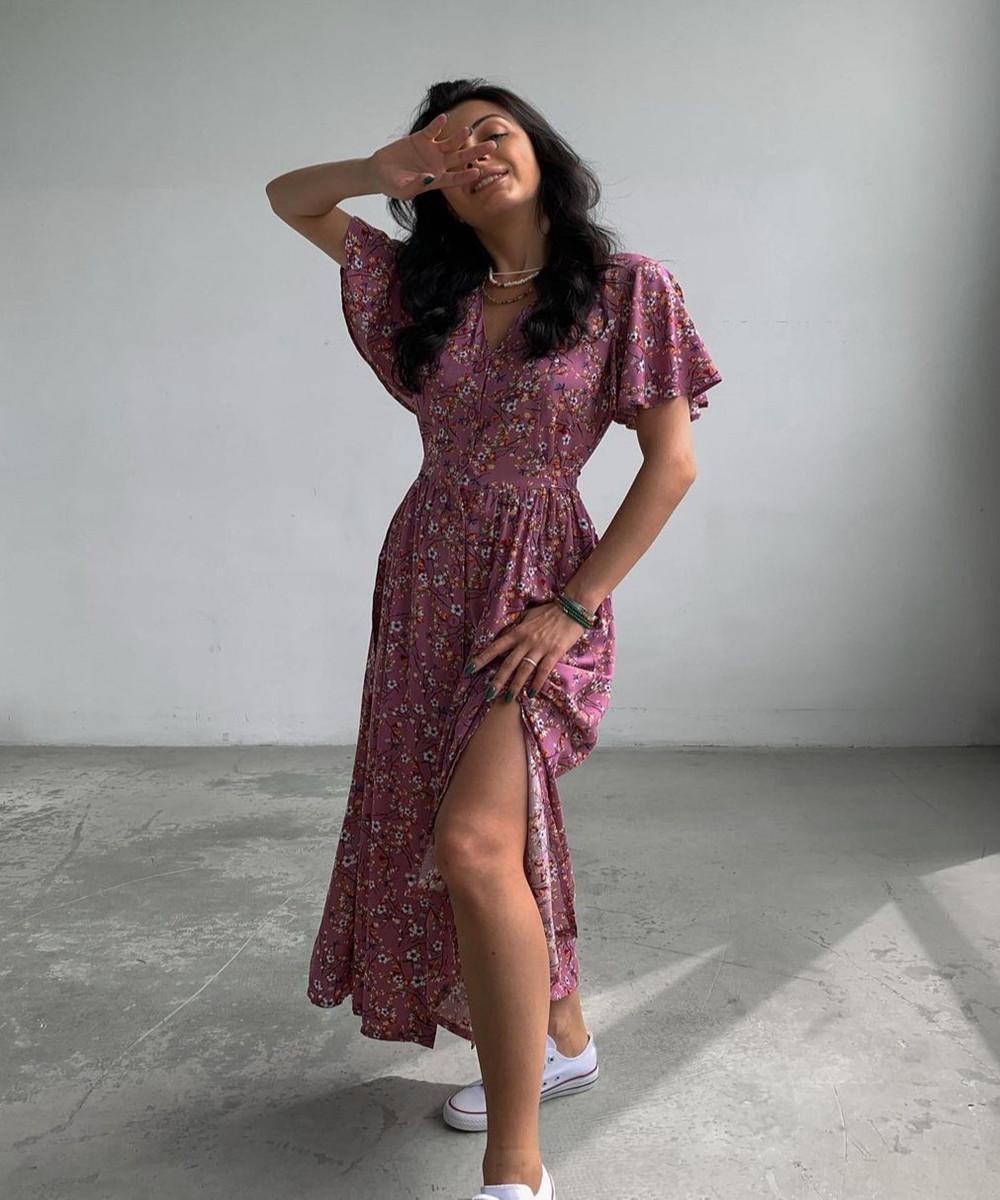 Boho French Style Flower Printed Dress Women V-Neck Elegant Lace-up Sundress Summer Elegantes Para Mujer 2026 Maxi Dress Vestido L
Boho French Style Flower Printed Dress Women V-Neck Elegant Lace-up Sundress Summer Elegantes Para Mujer 2026 Maxi Dress Vestido L