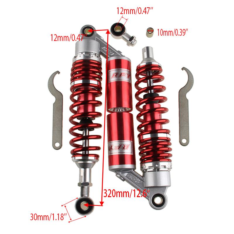 340mm Motorcycel Air Shock Absorbers Suspension Cushion Adjustable For Scooter Gokart Moped Quad ATV Dirt Street Bikes Universal
340mm Motorcycel Air Shock Absorbers Suspension Cushion Adjustable For Scooter Gokart Moped Quad ATV Dirt Street Bikes Universal