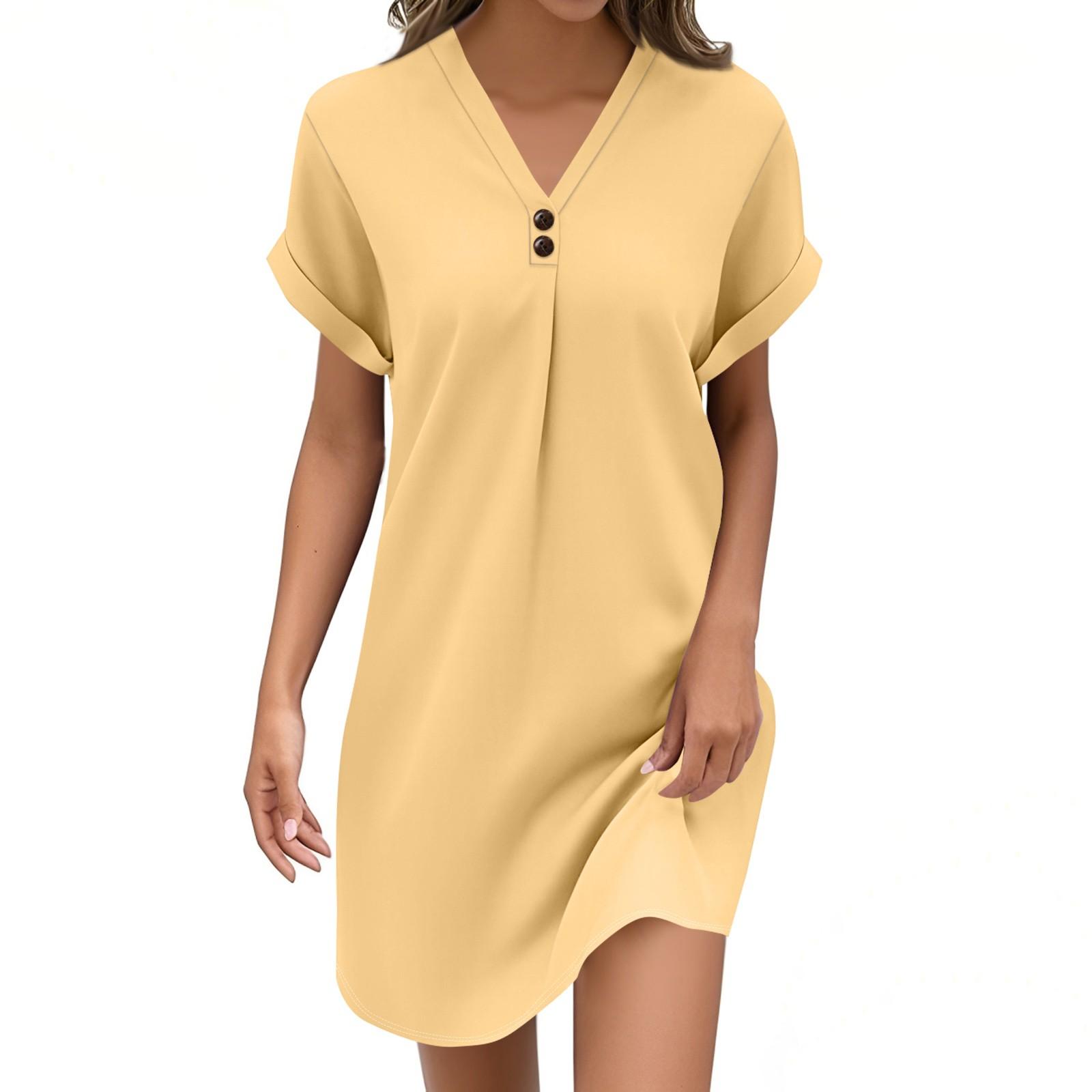 Women s Fashion V-neck Color Pullover Casual Button Dress XL жовтий
Women s Fashion V-neck Color Pullover Casual Button Dress XL жовтий
