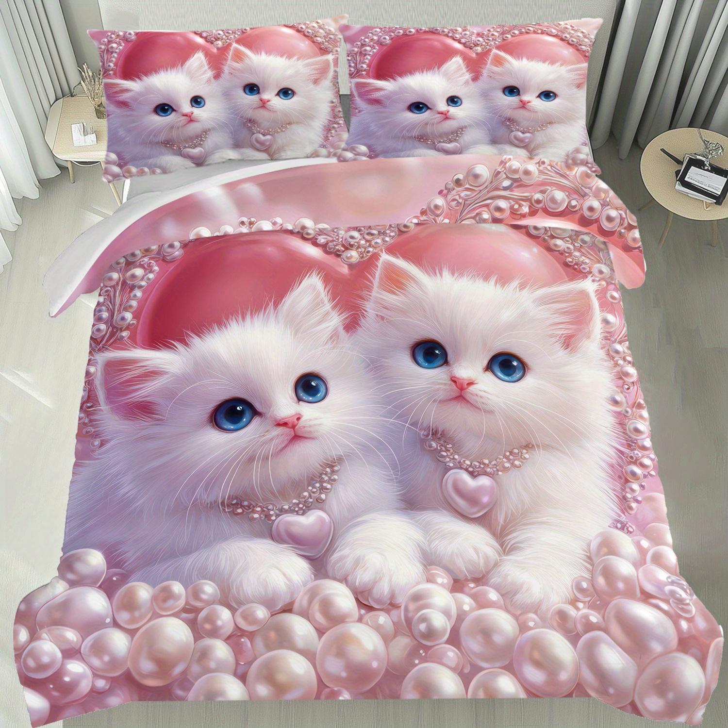 2/3pcs Pearl Cat Duvet Cover Set Cute Cat Pattern Bedding Set, Soft Comfortable Fabric, Lovely Gift Idea for Cat Lovers EU Twin(135x200cm)
2/3pcs Pearl Cat Duvet Cover Set Cute Cat Pattern Bedding Set, Soft Comfortable Fabric, Lovely Gift Idea for Cat Lovers EU Twin(135x200cm)