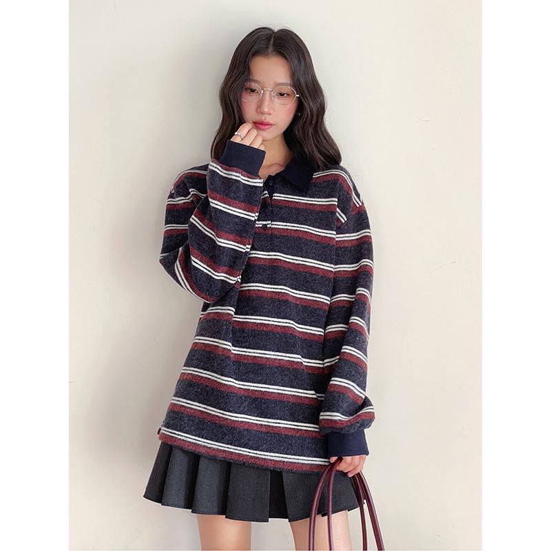 Retro Miu Girl Color Block Striped Lapel Knitwear Women s Winter Base Layer N993C One Size (90-135)
Retro Miu Girl Color Block Striped Lapel Knitwear Women s Winter Base Layer N993C One Size (90-135)