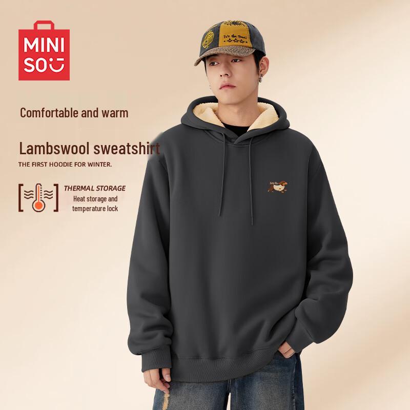 MINISO Men s Lamb Fleece Hooded Sweatshirt with Dachshund Logo XL
MINISO Men s Lamb Fleece Hooded Sweatshirt with Dachshund Logo XL