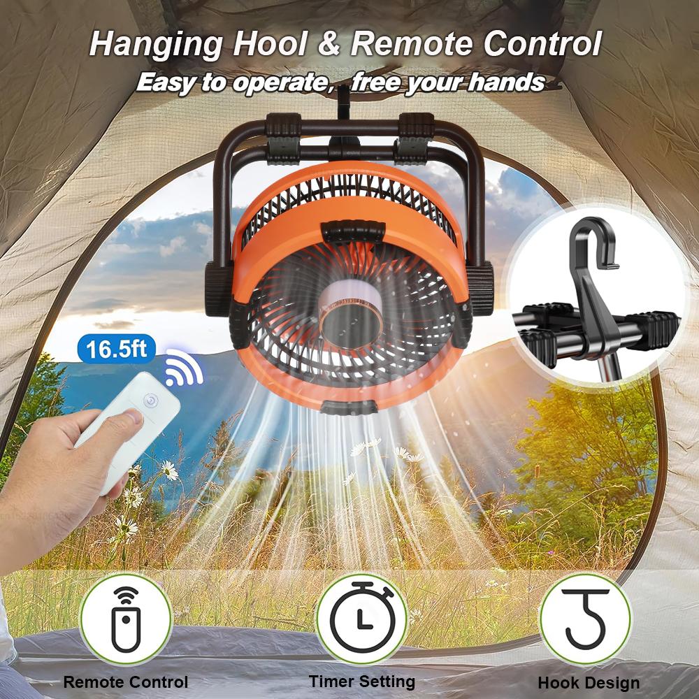 20000mAh Camping Fan Rechargeable Battery Portable Outdoor Fan Wireless Tent Ceiling Fan Air Circulators with Hook and LED Light оранжевый
20000mAh Camping Fan Rechargeable Battery Portable Outdoor Fan Wireless Tent Ceiling Fan Air Circulators with Hook and LED Light оранжевый