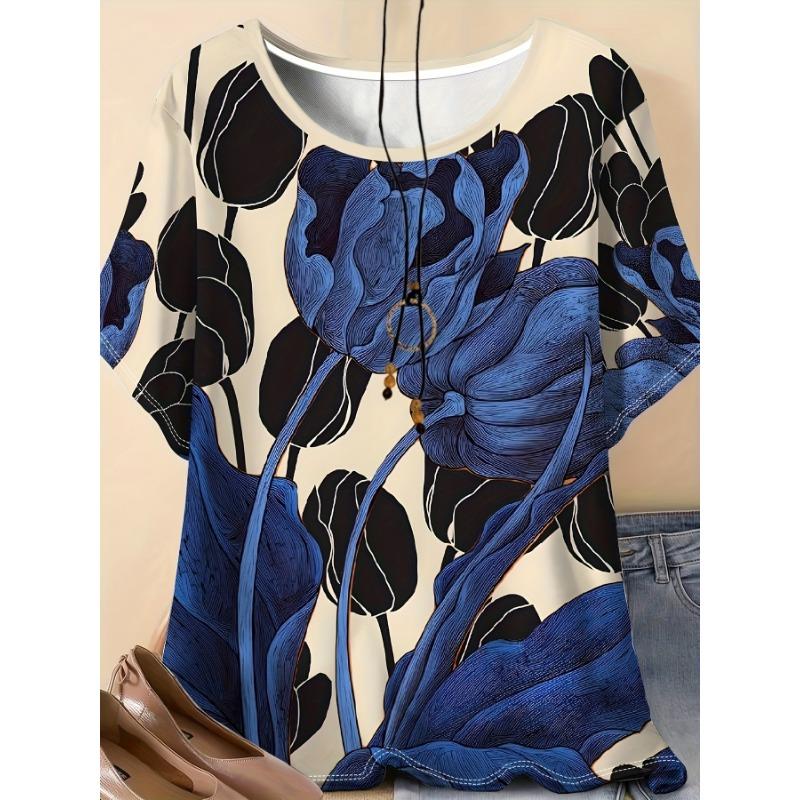 Casual, comfortable, elegant style, painted flower elements, printed patterns, plus size women s round neck short sleeved T-shirt S
Casual, comfortable, elegant style, painted flower elements, printed patterns, plus size women s round neck short sleeved T-shirt S