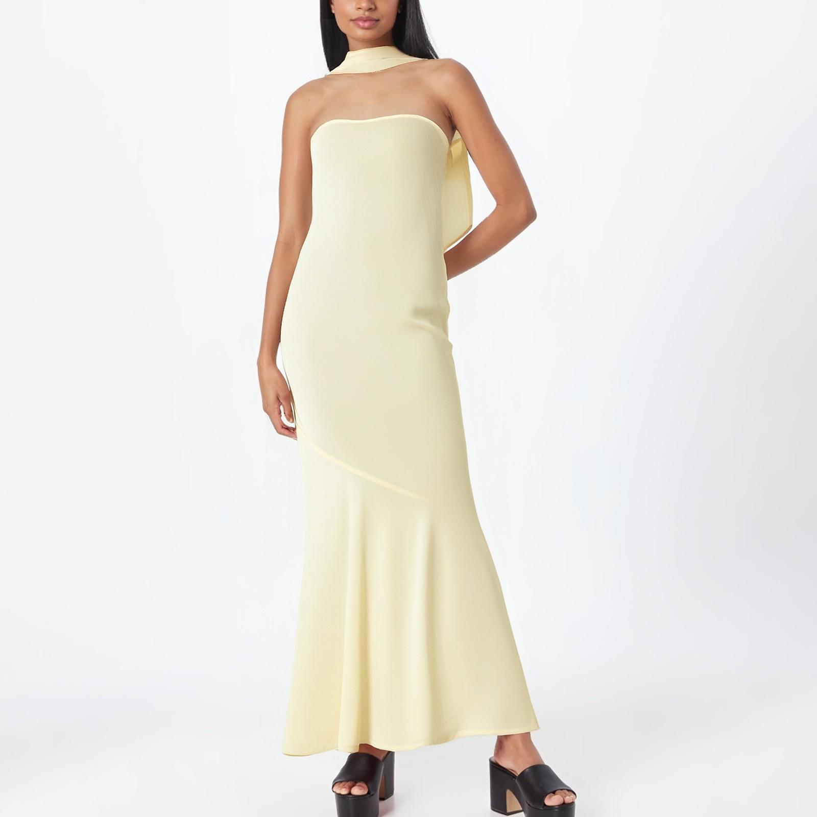 Женское модное темпераментное однотонное платье на подтяжках для пляжного отдыха с завышенной талией и рыбьим хвостом S жёлтый