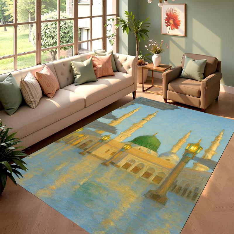 Area Rug Floor Carpet Mat Abstract Impressionist Holy Land Print Non-Slip in Blue Green Gold for Serene Artistic Home Decoration 40X60cm
Area Rug Floor Carpet Mat Abstract Impressionist Holy Land Print Non-Slip in Blue Green Gold for Serene Artistic Home Decoration 40X60cm