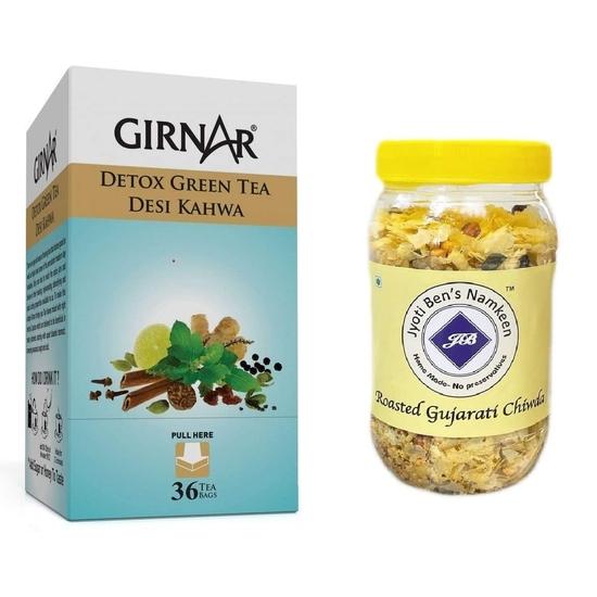 Зеленый чай Girnar Detox (36 чайных пакетиков) + Жареная Чиуда Jyoti Ben s Намкин 250г
Зеленый чай Girnar Detox (36 чайных пакетиков) + Жареная Чиуда Jyoti Ben s Намкин 250г