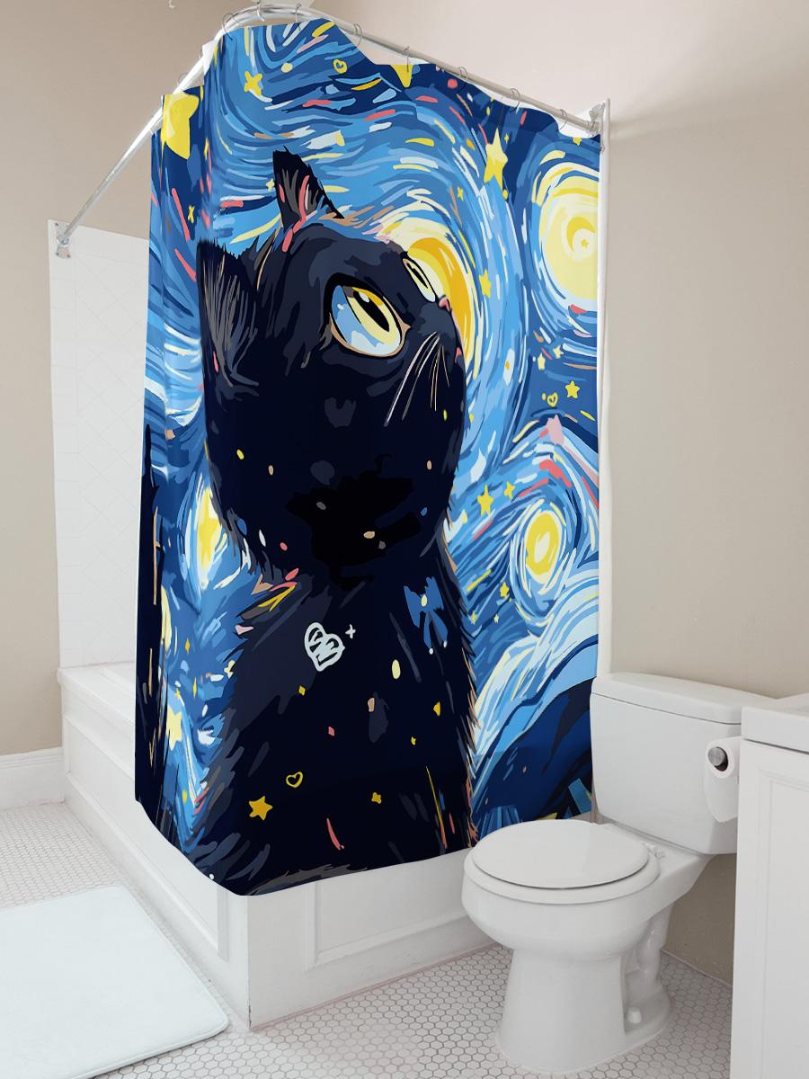 Starry Night Cat Shower Curtain - Artistic Design For Home Decor - Waterproof And Durable - Ideal For Bathroom Aesthetic Upgrade W60H190(CM)-1 Pcs
Starry Night Cat Shower Curtain - Artistic Design For Home Decor - Waterproof And Durable - Ideal For Bathroom Aesthetic Upgrade W60H190(CM)-1 Pcs
