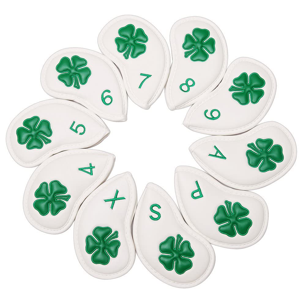 Iron Cover Golf Cover Leather Embroidered Waterproof No. 4-9 AW PW SW X 10 Piece Set with Count Clover Pattern (White)
Iron Cover Golf Cover Leather Embroidered Waterproof No. 4-9 AW PW SW X 10 Piece Set with Count Clover Pattern (White)