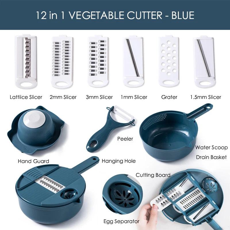 12 Functions Vegetable Chopper Carrots Potatoes Grater Vegetable Cutter Slicer Potato Peeler Manual Garlic Onion Chopper Kitchen синий
12 Functions Vegetable Chopper Carrots Potatoes Grater Vegetable Cutter Slicer Potato Peeler Manual Garlic Onion Chopper Kitchen синий