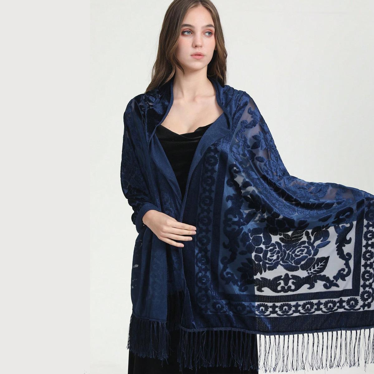 Женские бархатные шарфы, шали и накидки для вечерних платьев, шали-накидки с бахромой, шарфы темно-синий
Женские бархатные шарфы, шали и накидки для вечерних платьев, шали-накидки с бахромой, шарфы темно-синий