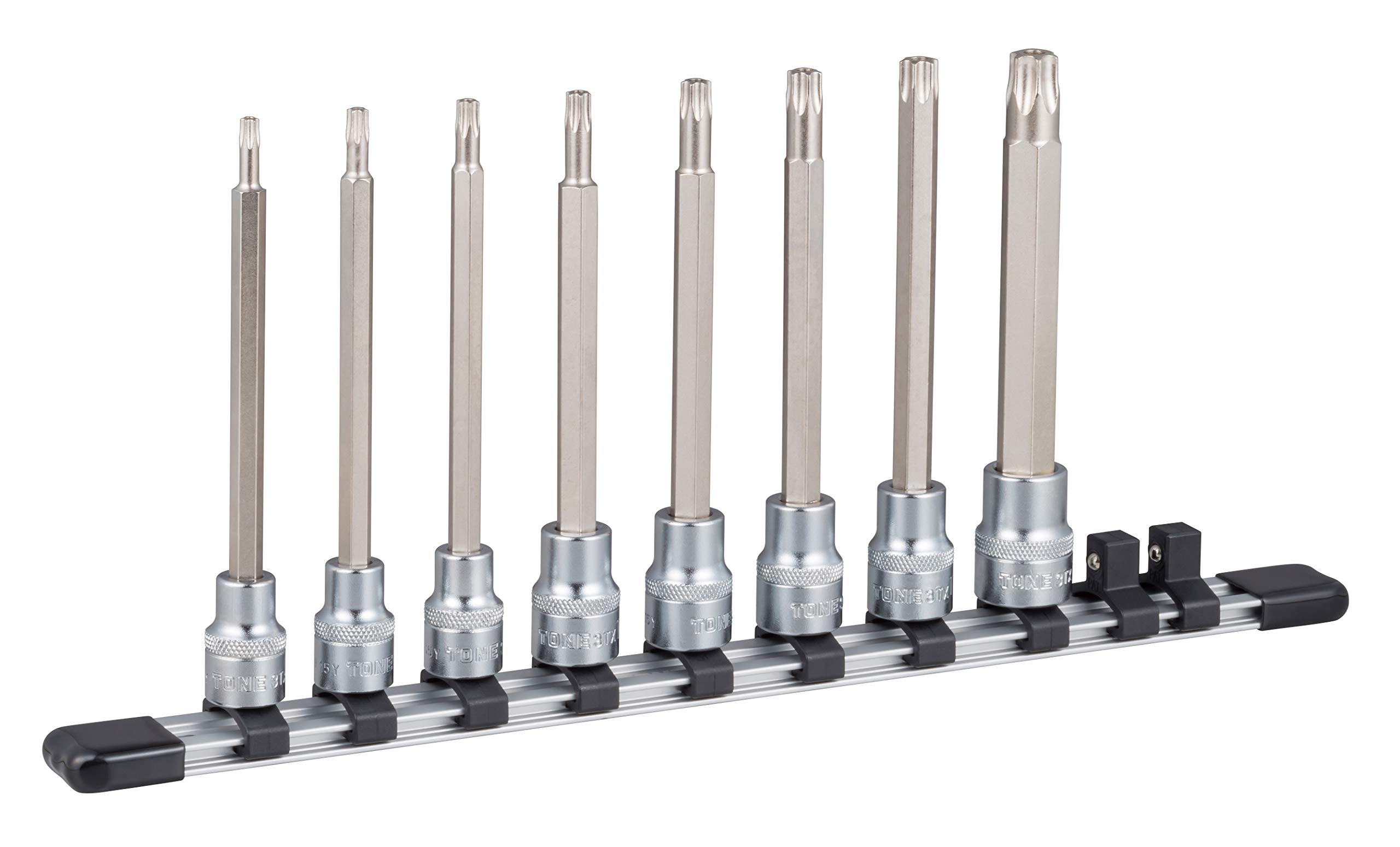 TONE Long Torx Socket Set type with HTX308HL Drive angle Contents 8 items (tamper-proof holder) 9.5mm (3/8 )
TONE Long Torx Socket Set type with HTX308HL Drive angle Contents 8 items (tamper-proof holder) 9.5mm (3/8 )