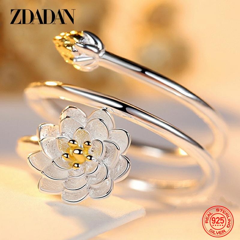 925 Sterling Silver Charm Lotus Ring for Women Fashion Open Adjustable Finger Rings Jewelry Gift One Size
925 Sterling Silver Charm Lotus Ring for Women Fashion Open Adjustable Finger Rings Jewelry Gift One Size