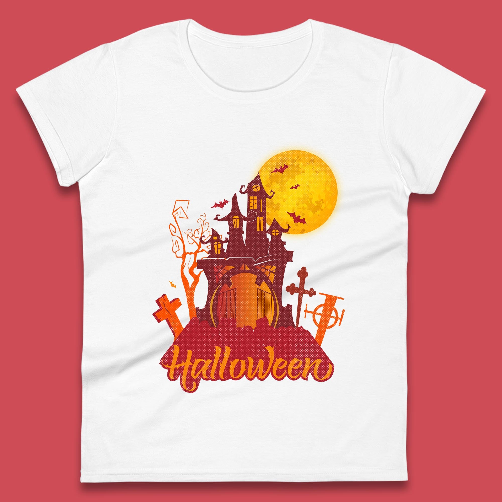 Halloween Lettering With Full Moon Scary Haunted House Flying Bats Horror Graveyard Womens Tee T Shirt Mens Tops Unisex Top S
Halloween Lettering With Full Moon Scary Haunted House Flying Bats Horror Graveyard Womens Tee T Shirt Mens Tops Unisex Top S