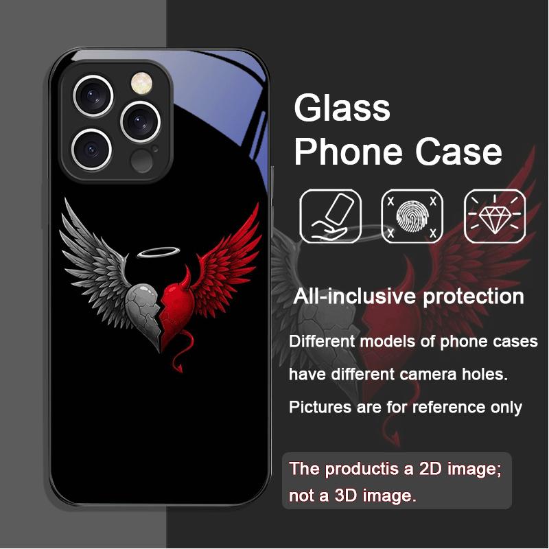 Funny Angels Devils Wings Pattern Tempered Glass Phone Case for IPhone 16 Pro Max 15 14 13 12Mini 11 X XS XR 7 8 14 16Plus Cover iPhone XS Max
Funny Angels Devils Wings Pattern Tempered Glass Phone Case for IPhone 16 Pro Max 15 14 13 12Mini 11 X XS XR 7 8 14 16Plus Cover iPhone XS Max