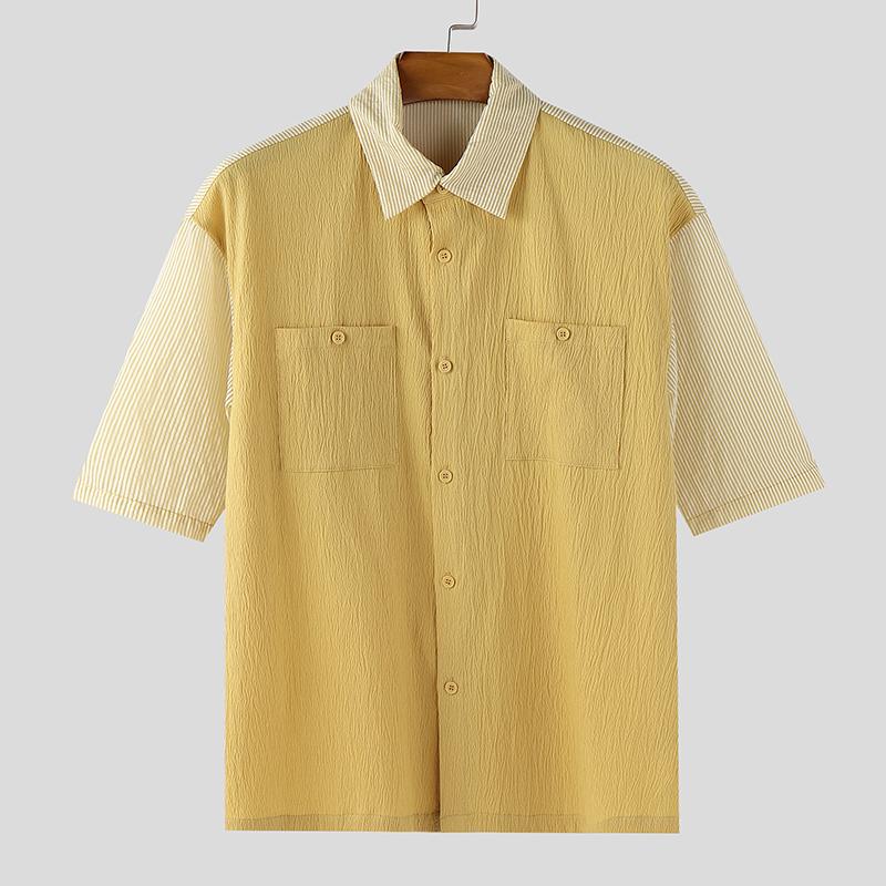 INCERUN Мужские рубашки оверсайз с полосатым принтом и пэчворком, с короткими рукавами, для лета XL жёлтый
INCERUN Мужские рубашки оверсайз с полосатым принтом и пэчворком, с короткими рукавами, для лета XL жёлтый