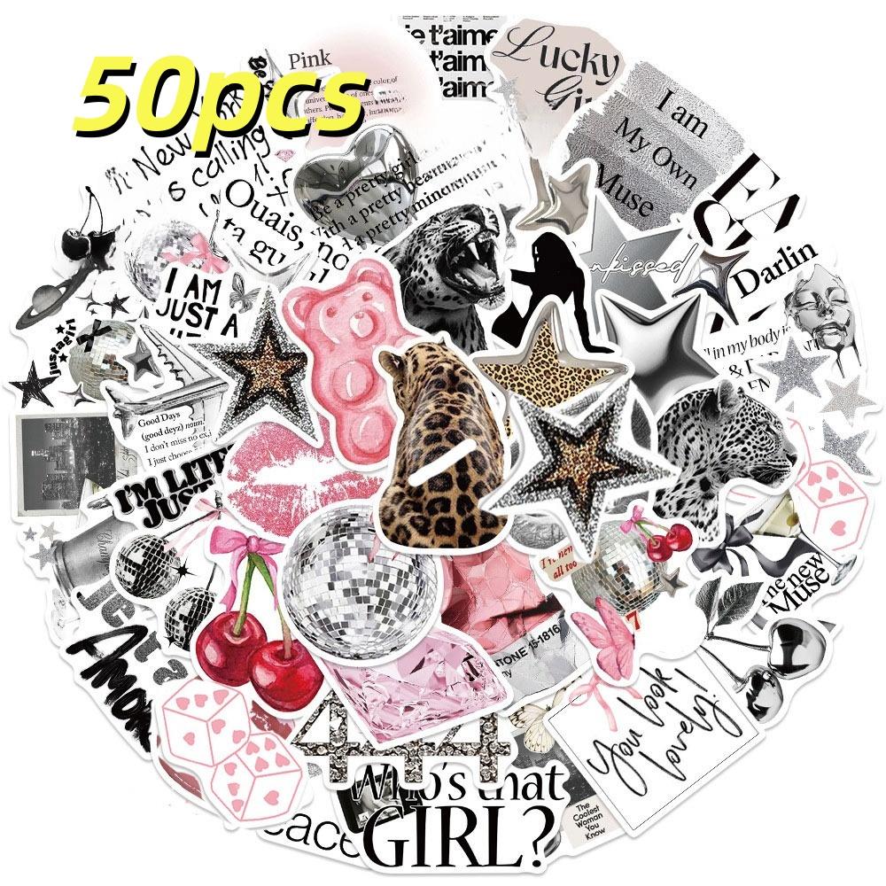 50 Y2K aesthetic stickers, urban girl style, black and white Y2K elements, trendy urban stickers, suitable for water bottles, th
50 Y2K aesthetic stickers, urban girl style, black and white Y2K elements, trendy urban stickers, suitable for water bottles, th