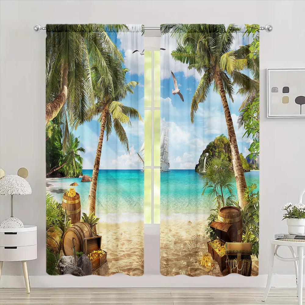 2 панели Шторы с изображением морского тропического пейзажа Карманные шторы для карнизов Подходит для вилл, курортов, фермерских домов, гостиных, спален, офисов 2x50W100H(CM)&hook
2 панели Шторы с изображением морского тропического пейзажа Карманные шторы для карнизов Подходит для вилл, курортов, фермерских домов, гостиных, спален, офисов 2x50W100H(CM)&hook